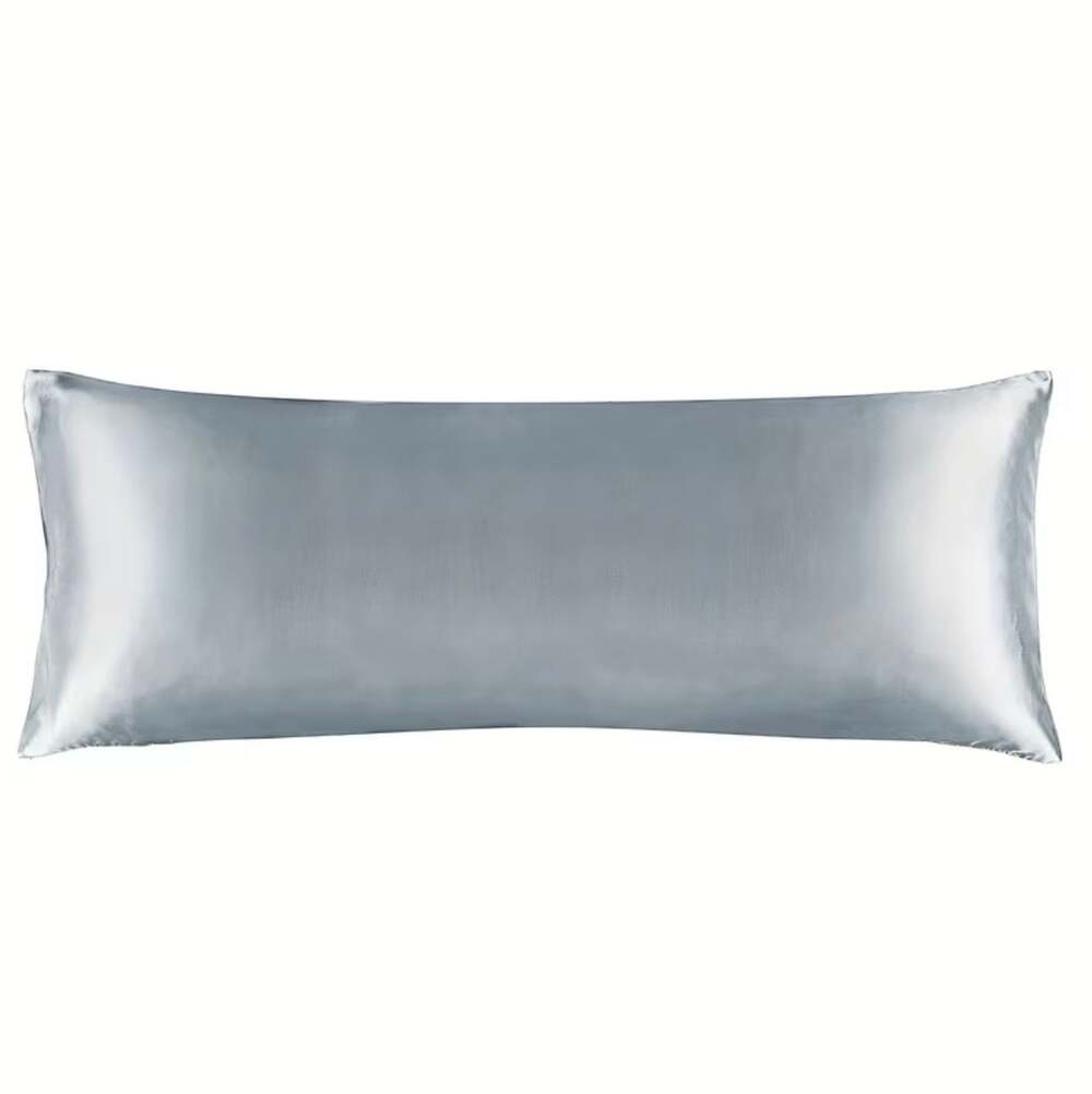 Luxury Silky Satin Body Pillowcase with Zipper Closure, Silver Grey, 20" x 60"